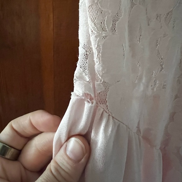 Vintage 80s 90s Quiet Moments Pink Nightgown Midi Dress Sleepwear Slip Lingerie - Picture 7 of 11